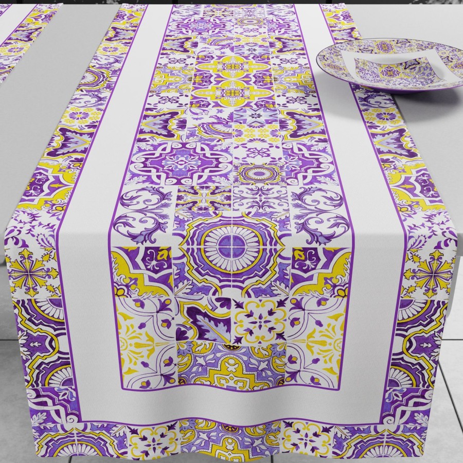 Cucina PETTI Artigiani Italiani | Runner Tavola Geometrico, Tovaglia Runner Geometrico, Runner Cucina Vietri 02 Viola