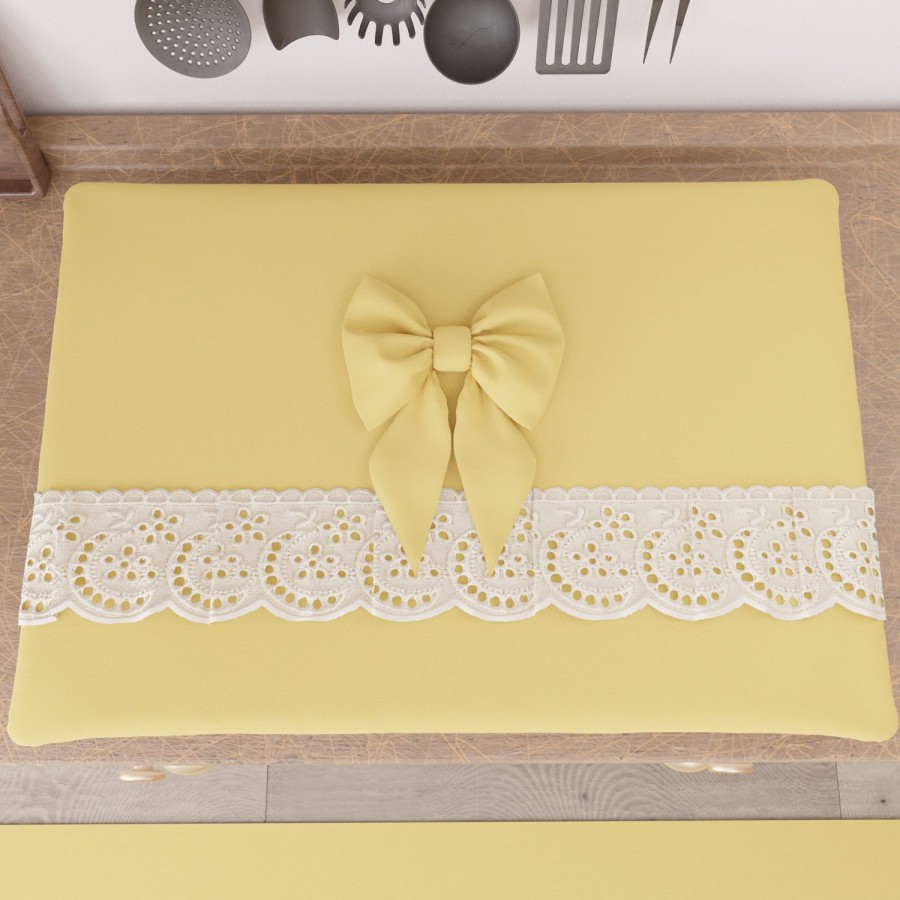 Cucina PETTI Artigiani Italiani | Coprifornello Coprifuochi Shabby Chic Con Pizzo E Fiocco Giallo