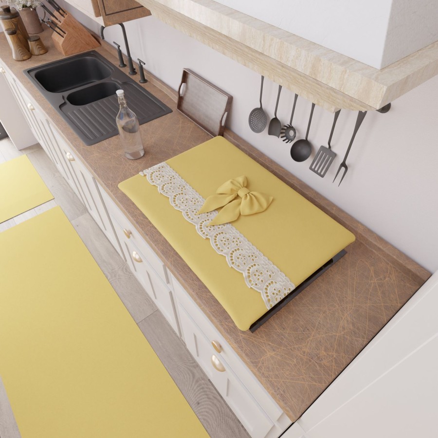 Cucina PETTI Artigiani Italiani | Coprifornello Coprifuochi Shabby Chic Con Pizzo E Fiocco Giallo