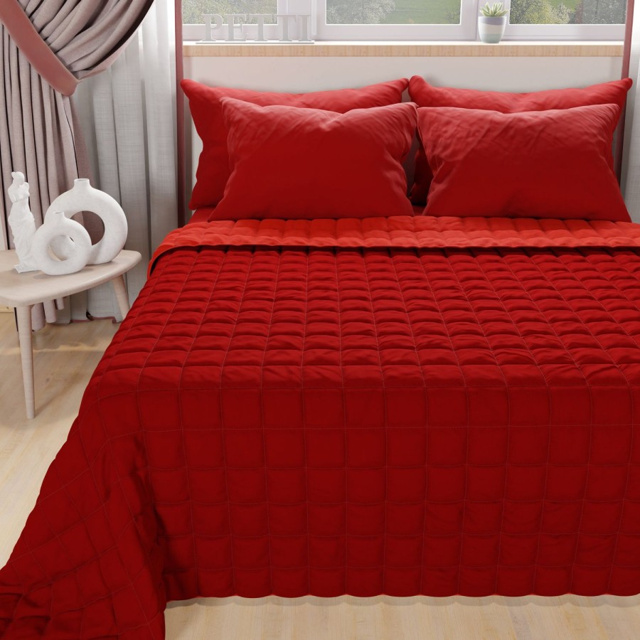 Camera Da Letto PETTI Artigiani Italiani | Trapuntino Copriletto Primaverile Autunnale Double Face Rosso Bordeaux