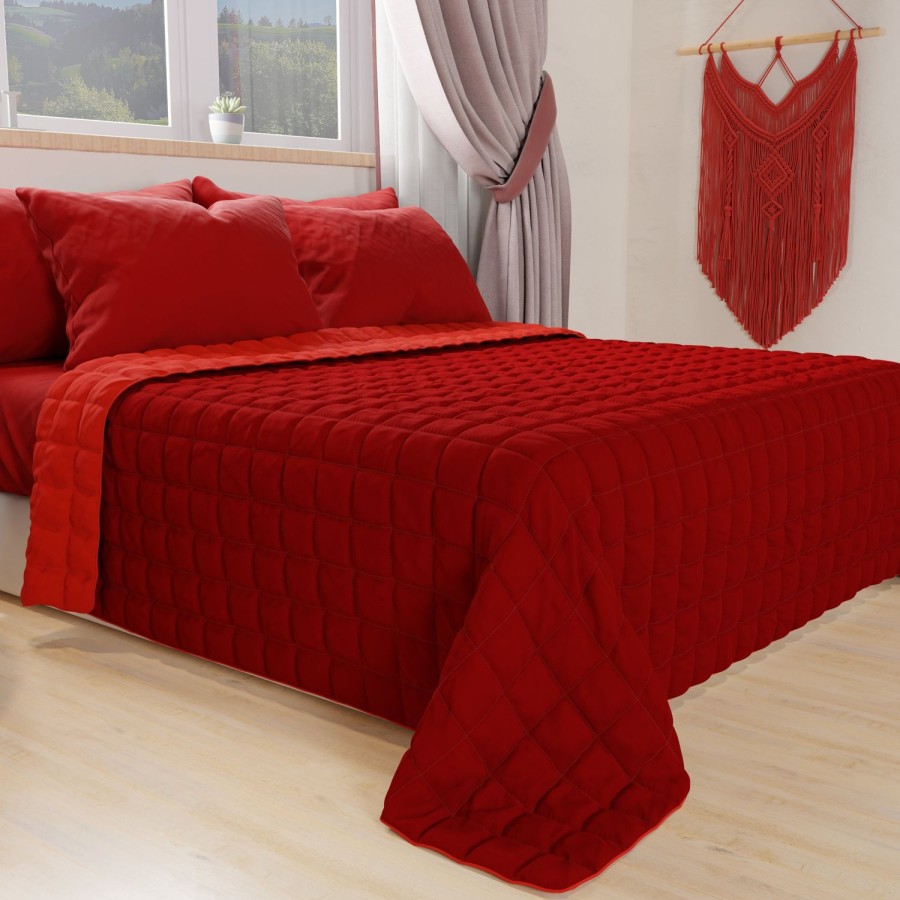 Camera Da Letto PETTI Artigiani Italiani | Trapuntino Copriletto Primaverile Autunnale Double Face Rosso Bordeaux