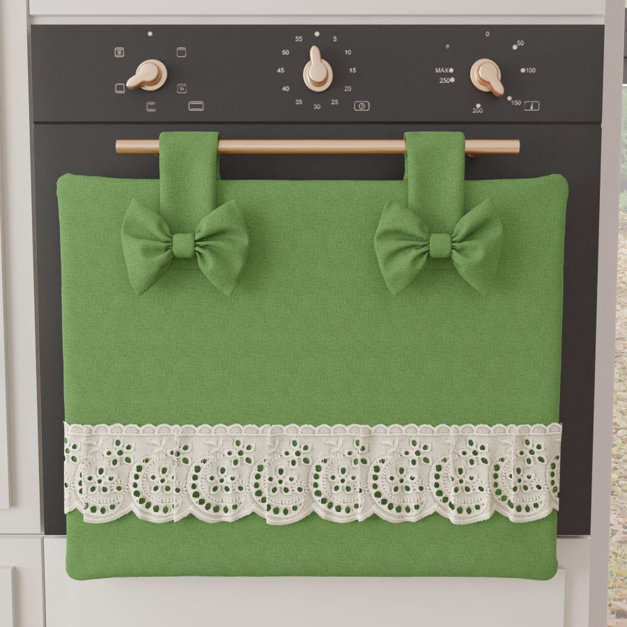 Cucina PETTI Artigiani Italiani | Copriforno Elegante Shabby Chic Con Pizzo E Fiocchi Verde