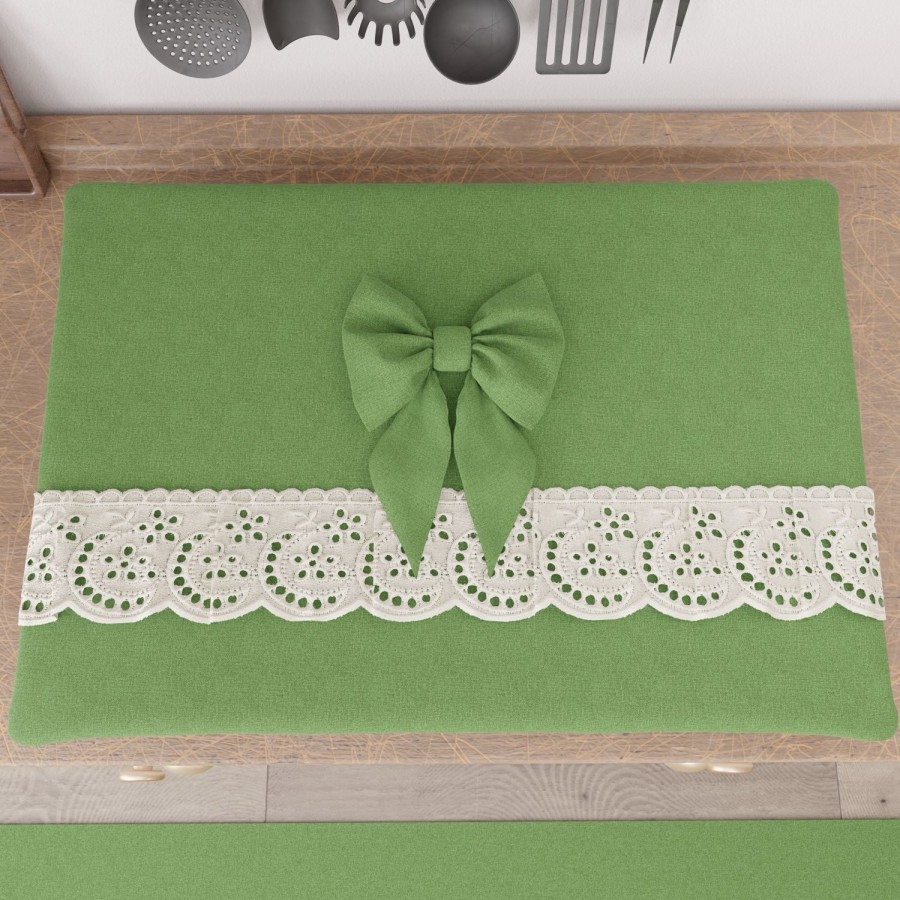 Cucina PETTI Artigiani Italiani | Coprifornello Coprifuochi Shabby Chic Con Pizzo E Fiocco Verde