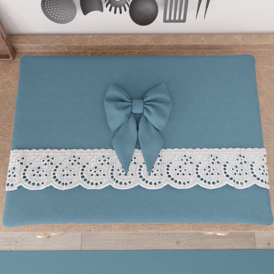 Cucina PETTI Artigiani Italiani | Coprifornello Coprifuochi Shabby Chic Con Pizzo E Fiocco Blu Avion