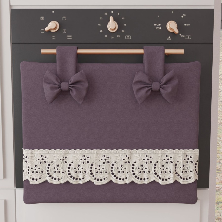 Cucina PETTI Artigiani Italiani | Copriforno Elegante Shabby Chic Con Pizzo E Fiocchi Malva