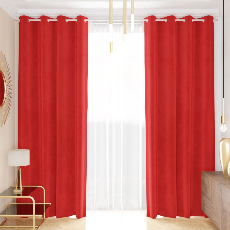 Soggiorno PETTI Artigiani Italiani | Tenda A Pannello In Velluto Per Interni Con Anelli, 140X280 Cm, Rosso