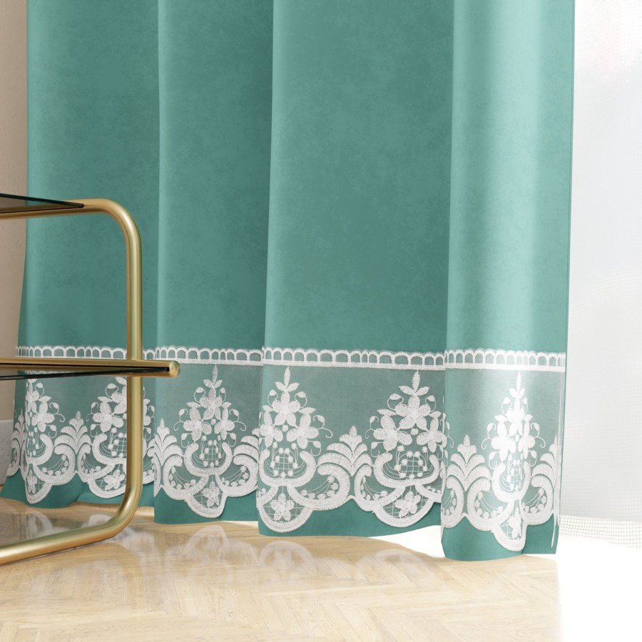 Soggiorno PETTI Artigiani Italiani | Tenda A Pannello In Velluto Per Interni Con Anelli E Pizzo Rebrode, 140X280 Cm, Tiffany By Sissy