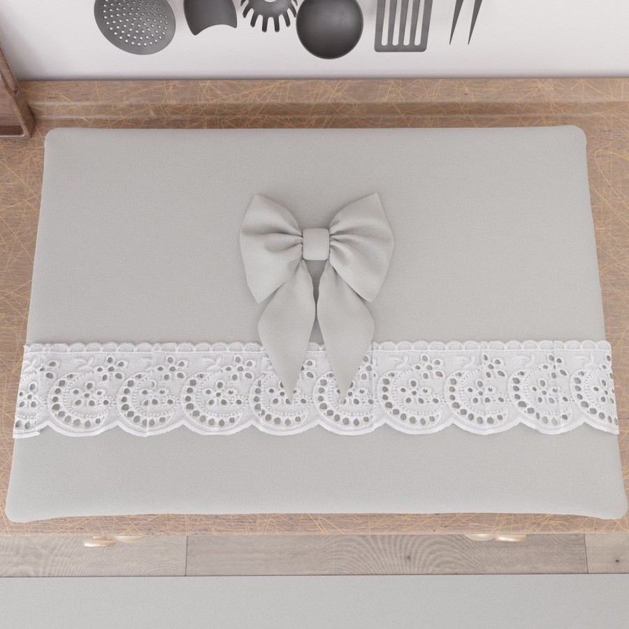 Cucina PETTI Artigiani Italiani | Coprifornello Coprifuochi Shabby Chic Con Pizzo E Fiocco Grigio Chiaro