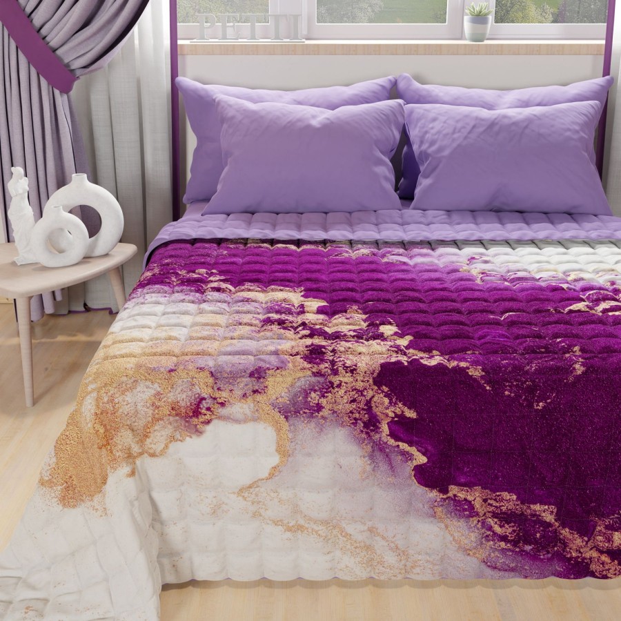 Camera Da Letto PETTI Artigiani Italiani | Trapuntino Copriletto Primaverile Autunnale In Stampa Digitale Marble Viola