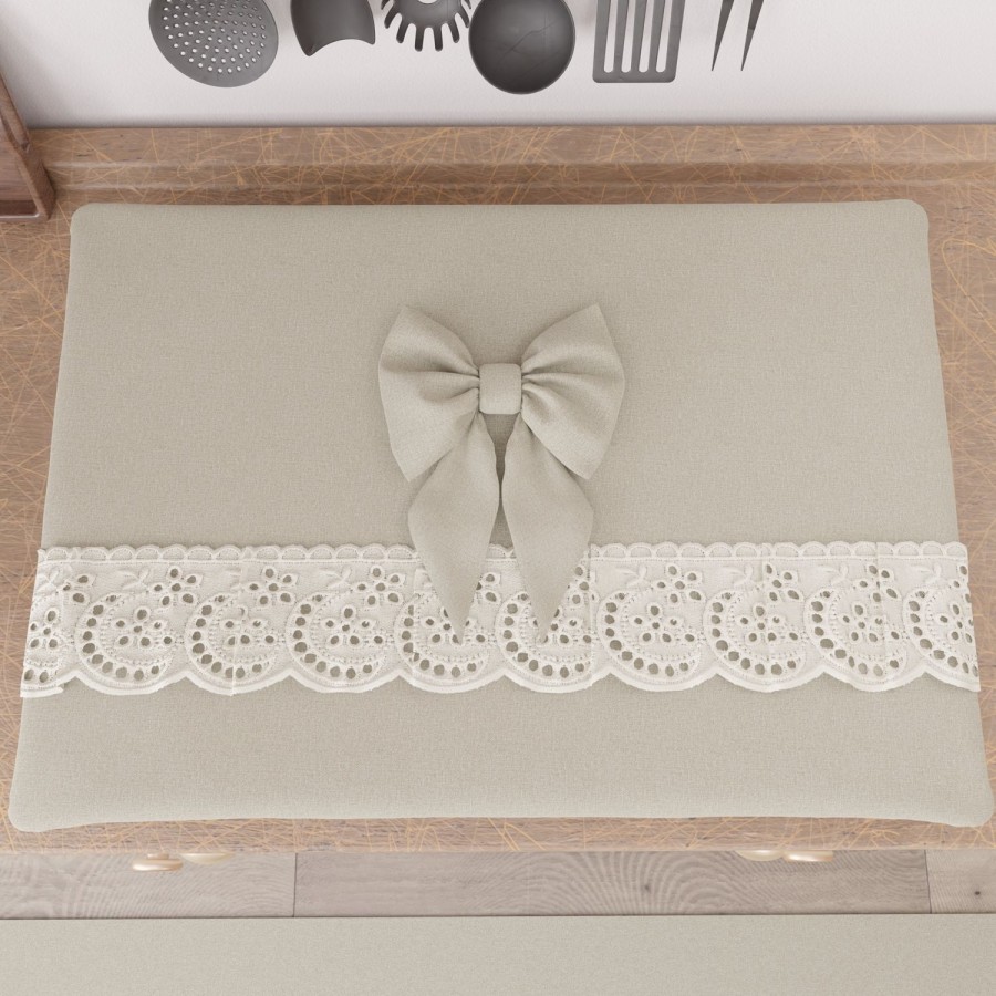 Cucina PETTI Artigiani Italiani | Coprifornello Coprifuochi Shabby Chic Con Pizzo E Fiocco Beige