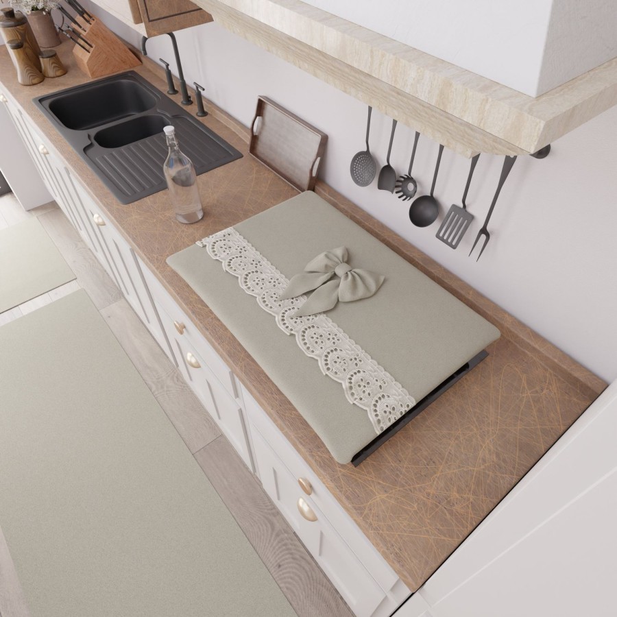 Cucina PETTI Artigiani Italiani | Coprifornello Coprifuochi Shabby Chic Con Pizzo E Fiocco Beige