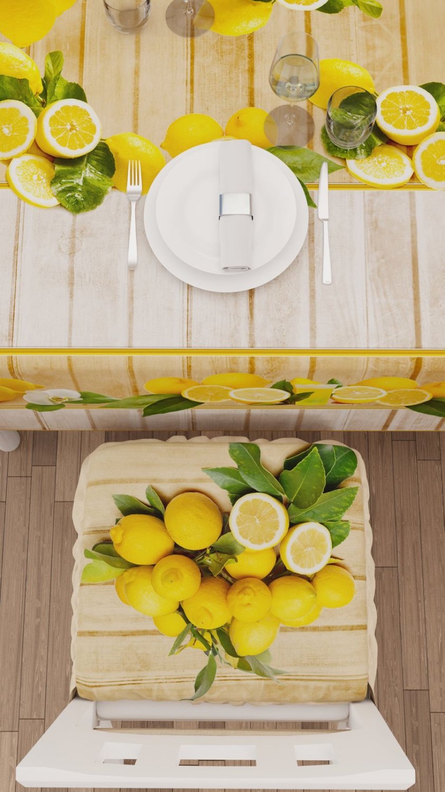 Cucina PETTI Artigiani Italiani | Cuscini Per Sedie Con Elastico Coprisedia In Stampa Digitale 2 Pezzi Lemon